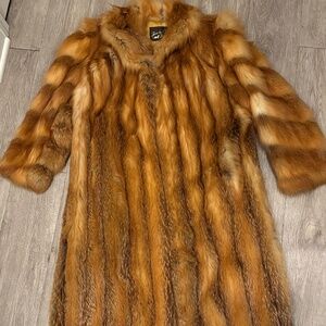 Long Red Fox Fur Vintage Coat